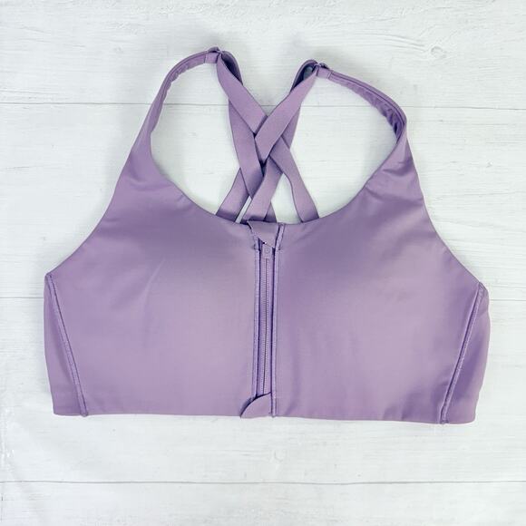 Lululemon Energy Sports Bra High Support Size 38C Zip Front‎ Lavender Crossback - Picture 10 of 11